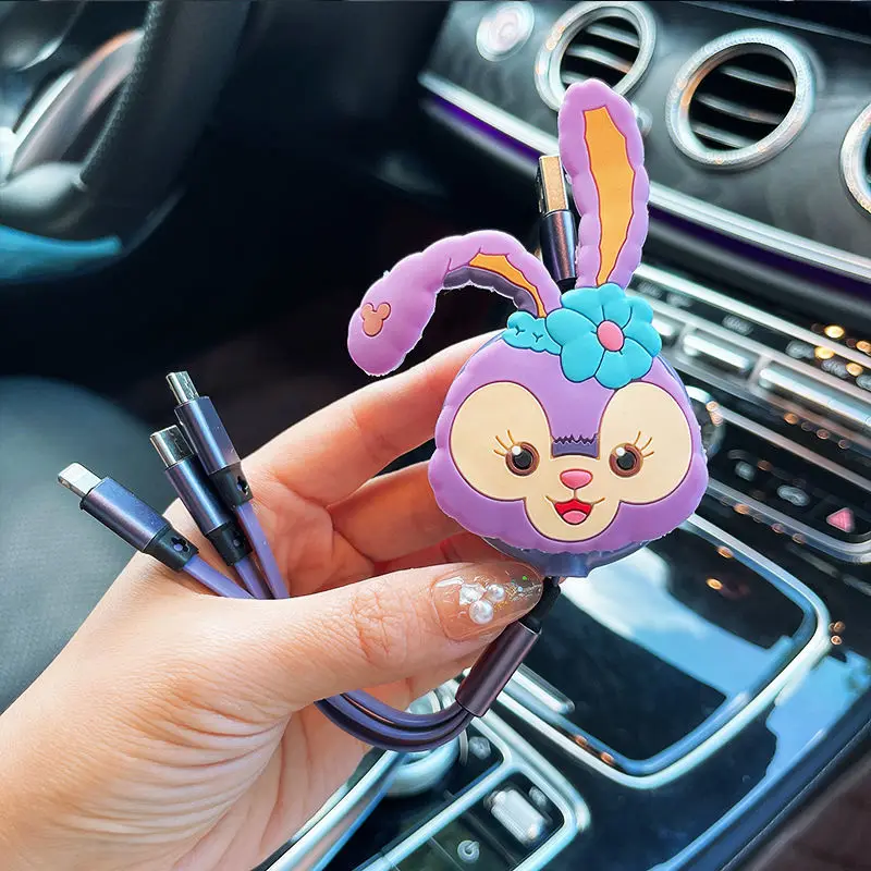 disney 3in1 data usb cable fast charger charging cable for iphone android huawei xiaomi universal cartoon cute phone data lines free global shipping