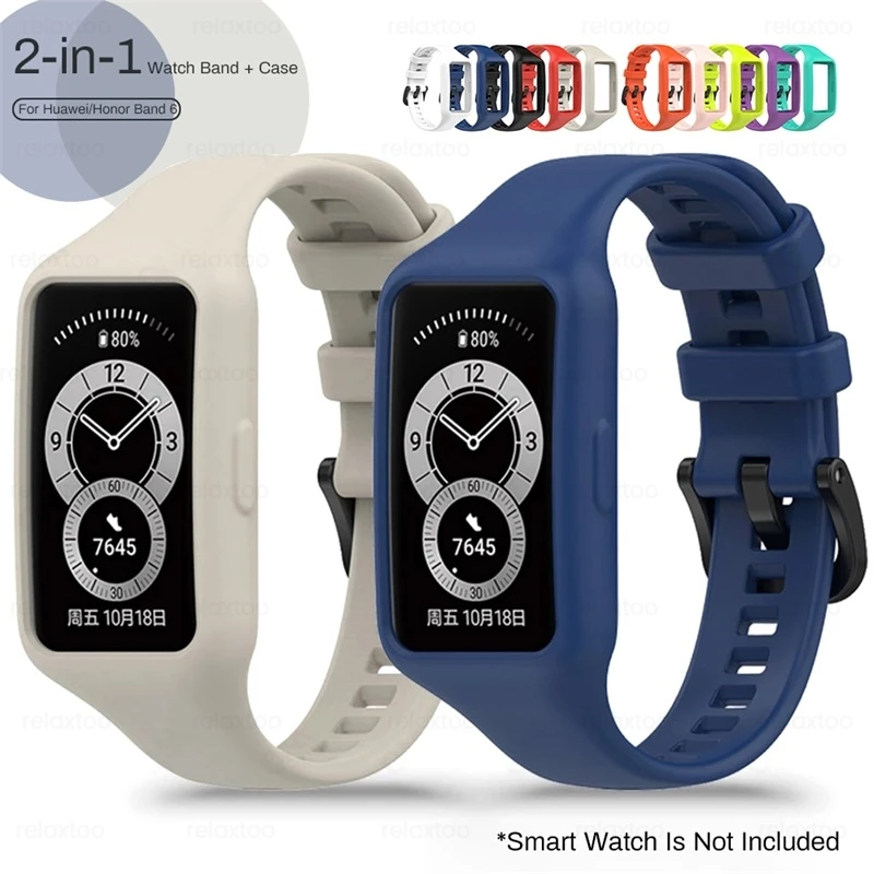Силиконовый сменный ремешок 2 в 1 + защитный чехол для Huawei Honor Band 6 7 Pro смарт-браслет