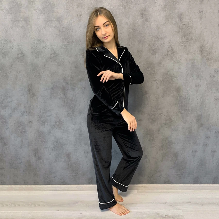 Пижама HiLoc Женская бархатная комплект из двух предметов толстая пижама с длинным