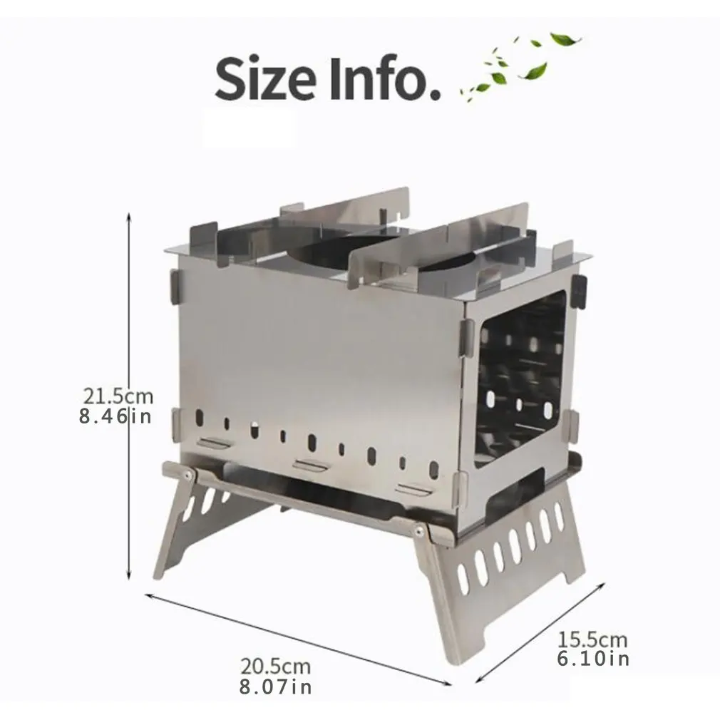 

Outdoor Folding Furnace Grill Camp Stainless Steel Windbreak Fire Platform Barbecue Stove Outdoor Picnics
