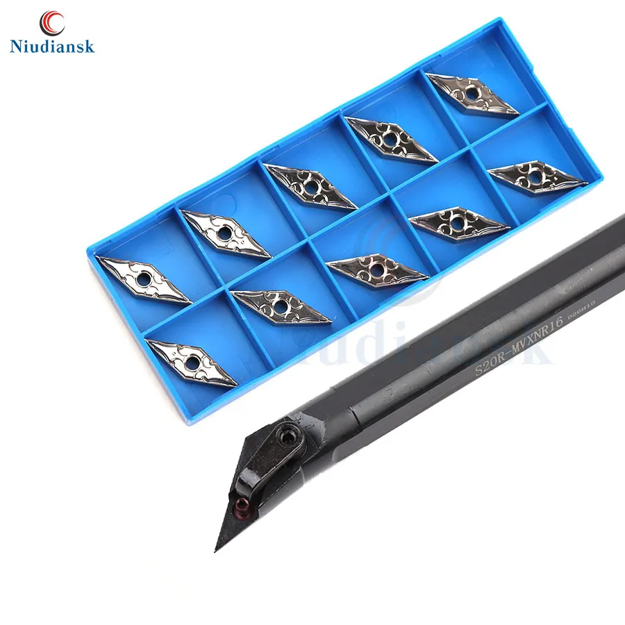 

1pc S20R-MVXNR16 S25S-MVXNR16 Internal Turning Tool Holder MVXNL CNC Lathe Tool 10pcs VNMG1604 Rhombus Carbide Inserts Lathe Set