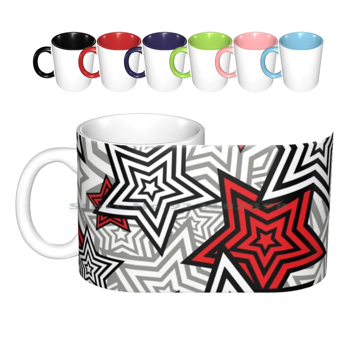 

Persona 5 Star Background Ceramic Mugs Coffee Cups Milk Tea Mug Persona 5 Persona Background Stars Red White Stripes Video Game