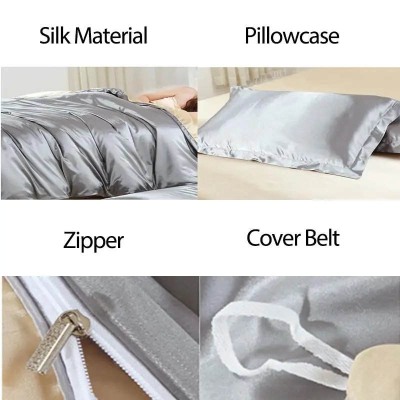 

15 100% pure satin silk bedding set Home Textile King size bed set bed clothes duvet cover flat sheet pillowcases