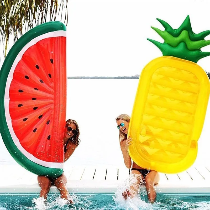 

New Giant Pool Float Swimming Ring Pineapple Watermelon Inflatable Mattress Floating Row Swimming Circle Beach Pool Party