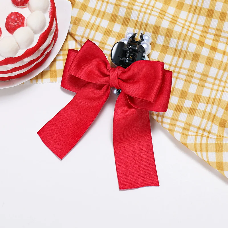 

Women Fashion New Headwear Hair Claw Pearl Bow Hairpin Sweet Girls Ponytail Back Of The Head Hair Claws Summer Gripper Barrettes