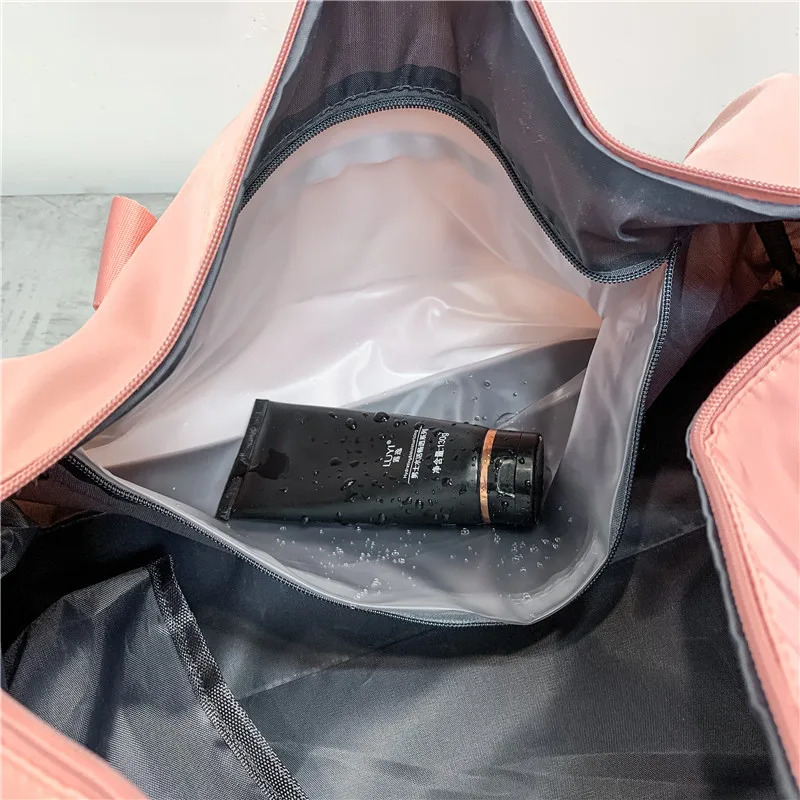 

Travel Pink Bag Oxford Cloth Travel Bag Large Capacity Shoulder Bag Dry Wet Separation Independent Shoes Sports Training Bags