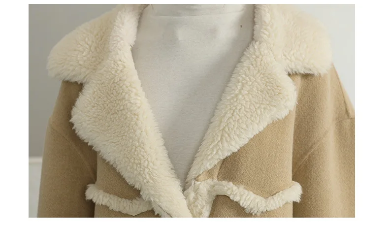 Зимнее шерстяное пальто женское повседневное с отложным воротником на пуговицах