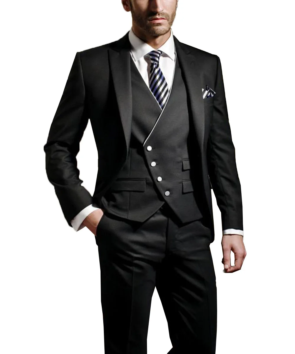 

Solovedress Mens Suit Tuxedos Fashion Regular Fit 3 Pieces Peak Lapel Solid Jacket Groom for Wedding Party(Blazer+Vest+Pants)
