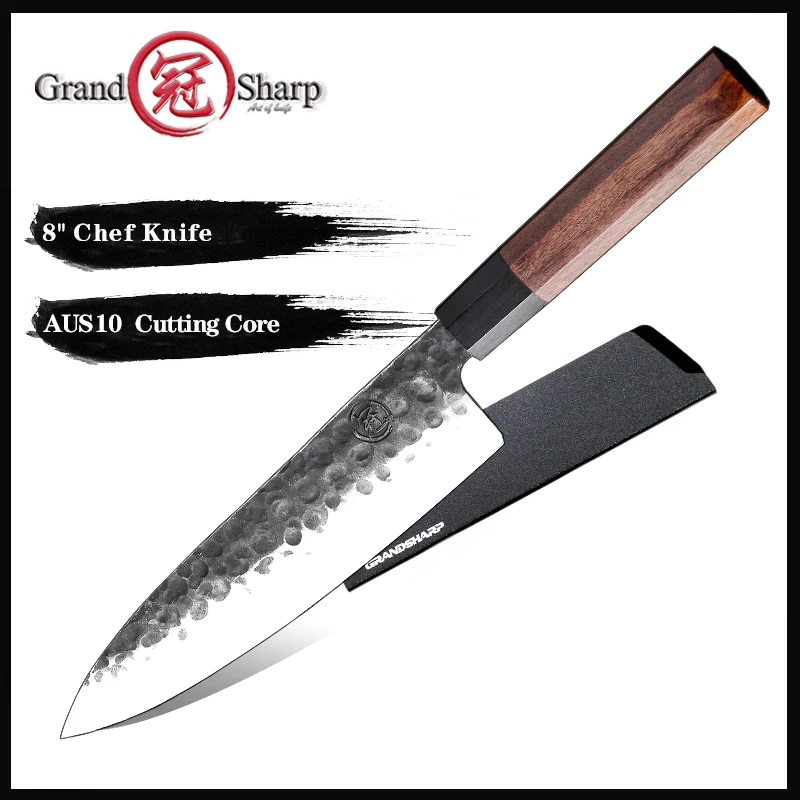 Кухонные ножи ручной работы 8-дюймовый японский нож шеф-повара AUS10 из