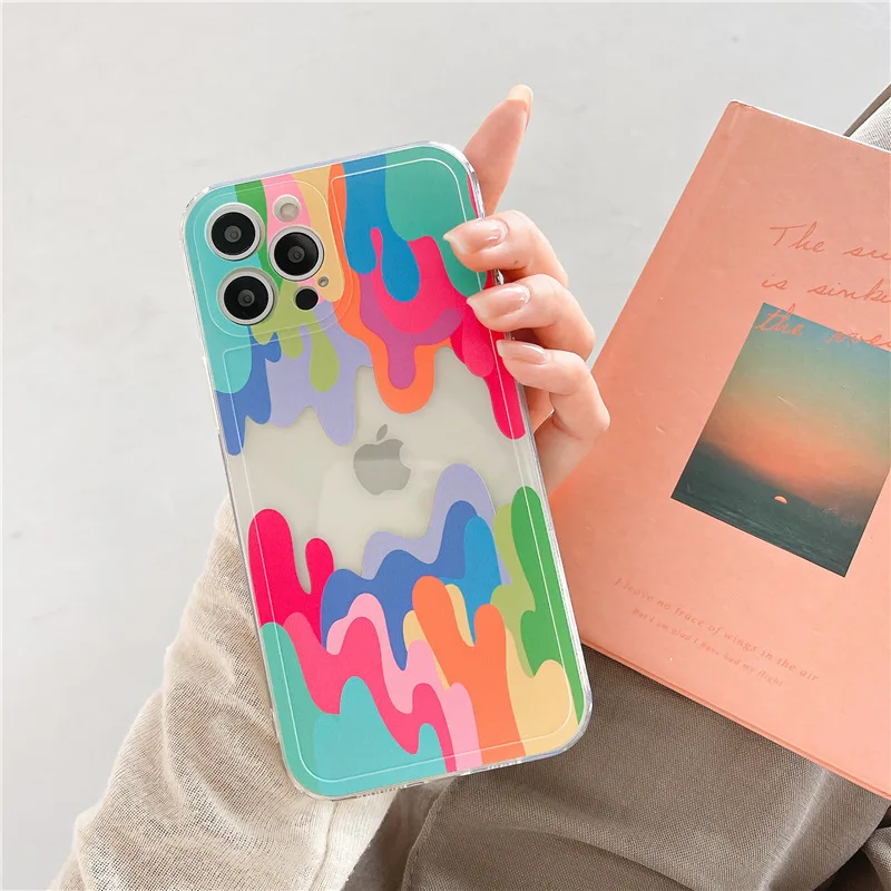 3D Art Abstract Colorful Phone Case For iPhone 13 12 11 Pro Max Mini X XR XS 7 8 Plus SE 2 Soft Silicone Transparent Back Cover