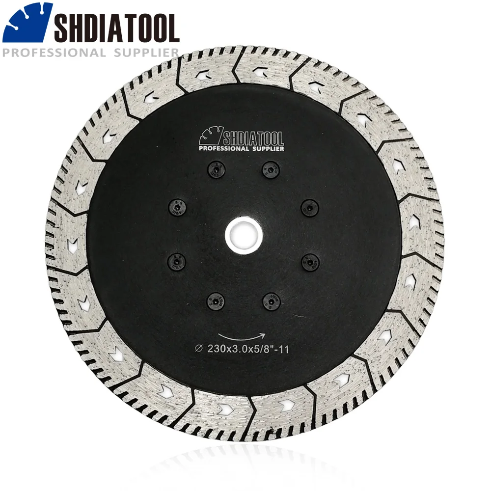 SHDIATOOL 1pc Dia 9"/230mm 5/8-11 Diamond Cutting Grindng Disc Dual Saw Blade For Cut Grind Sharpen Granite Marble Concrete