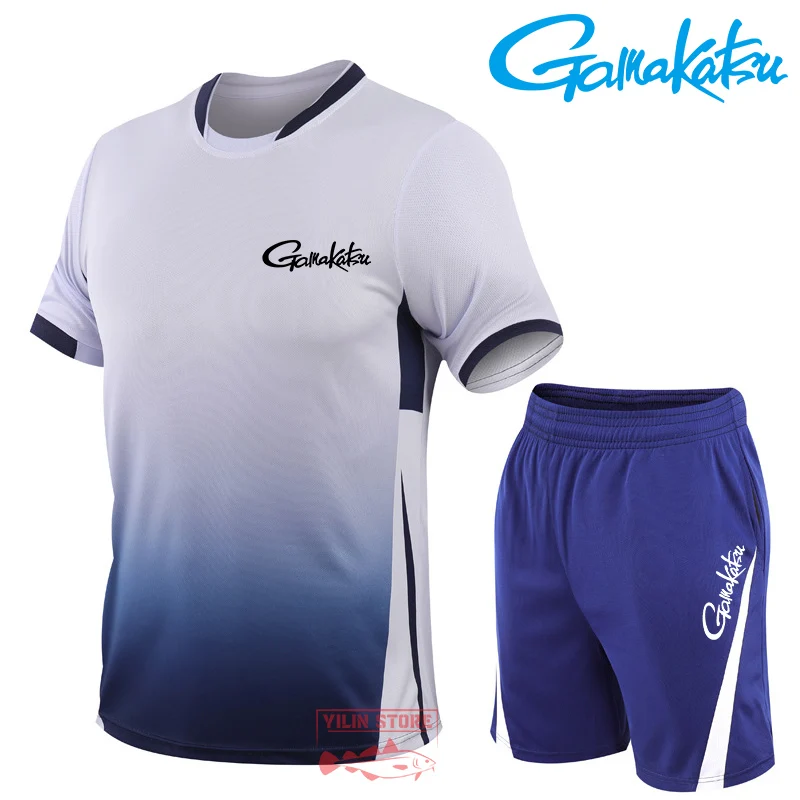 

Gamakatsu Fishing Suit Summer Outdoor Sports T-shirt Suit Men Short-sleeved Quick-drying Breathable Loose Training Fishing Suit
