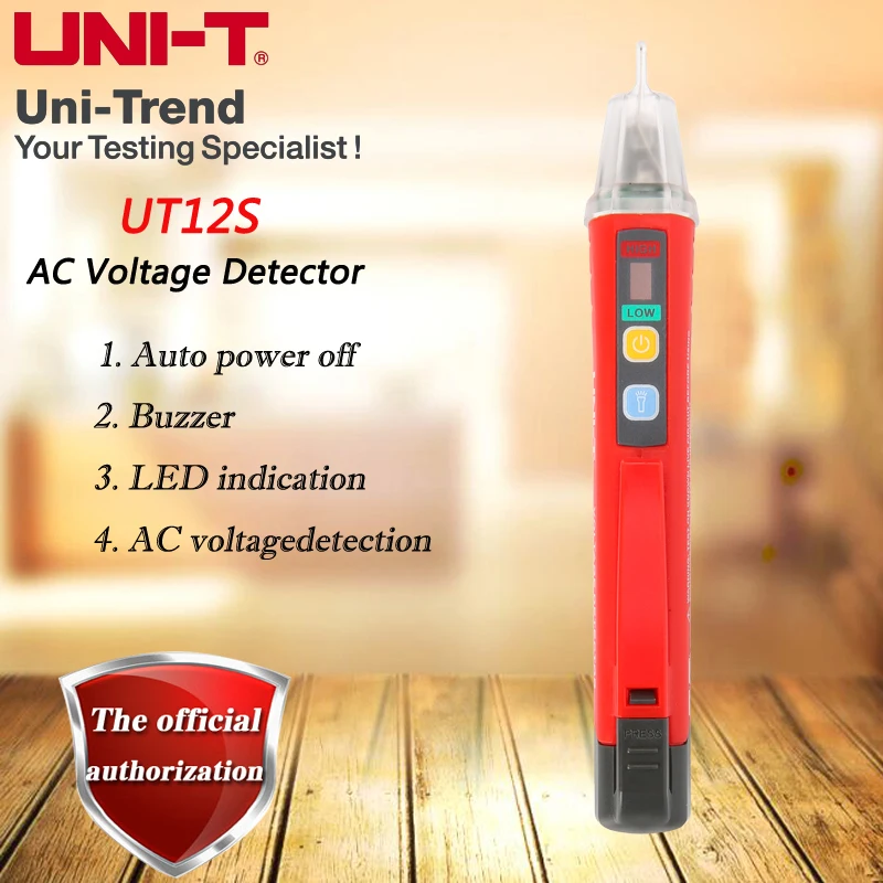 UNI-T UT12E/UT12M/UT12D Бесконтактный детектор напряжения переменного тока; высокий и низкий Двойной Режим Регулируемый чувствительный смарт-тест карандаш 24 V-1000 V - Цвет: UT12S