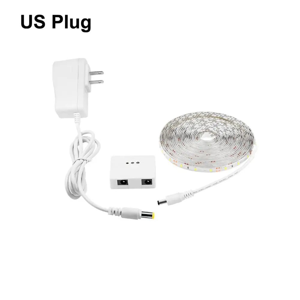 US Plug Ручная развертка Сенсор 1/2/3/4/5 м светодиодный полоски шкаф Кухня шкаф мебель движения умный светильник Сенсор дома Украшения в спальню ночной Светильник - Цвет: US Plug