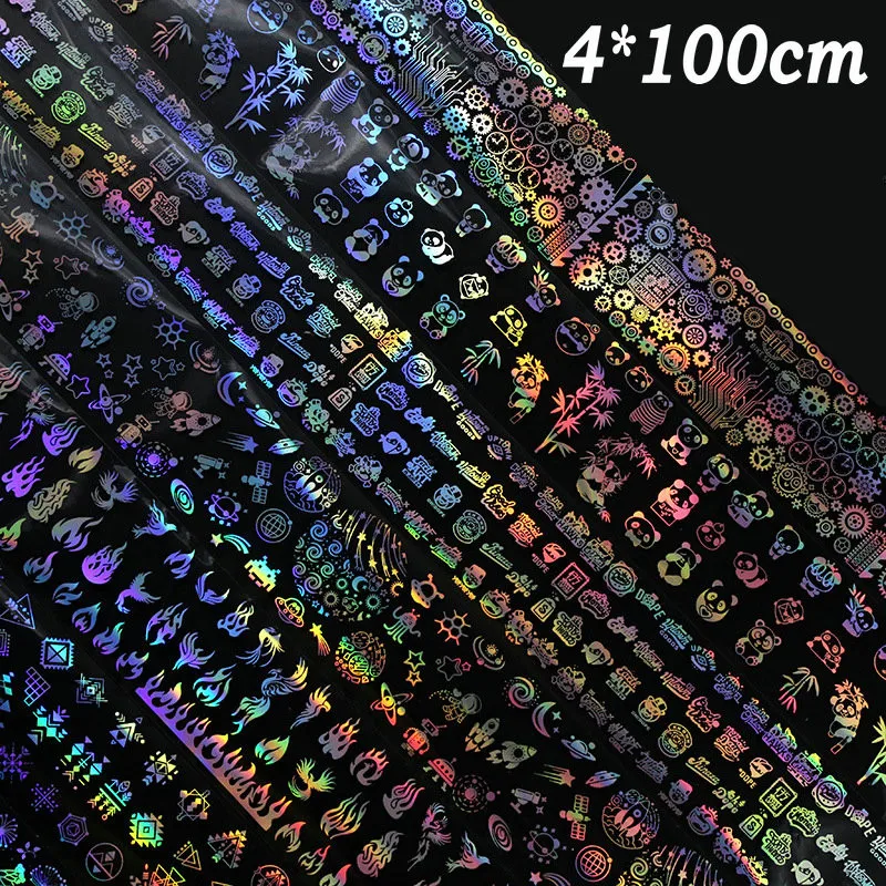 1 рулон фольги для ногтей с изображением пламени одуванчика панды бамбука