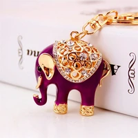 3d hot elephant key holder chains whole enamel crystal bag pendant keyrings keychains for women gift