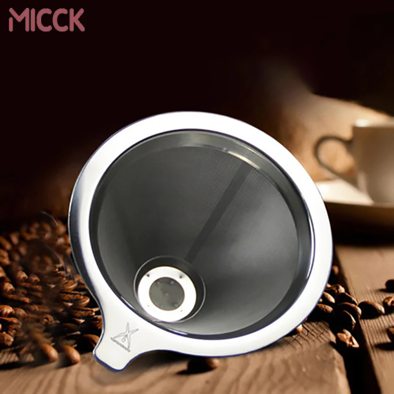 MICCK прочный многоразовый металлический держатель фильтра для кофе из