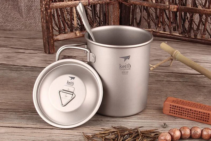 300ml Titanium Cup Folding Mug Office Coffer Drinkware Tea Cup Healthy Non-toxic Bacteriostatic Titanium Mug Ti3201