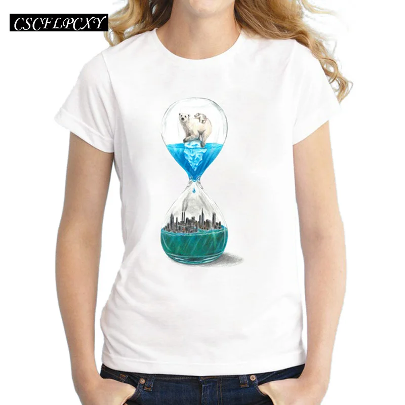 Женская футболка с короткими рукавами Повседневная принтом песочные часы