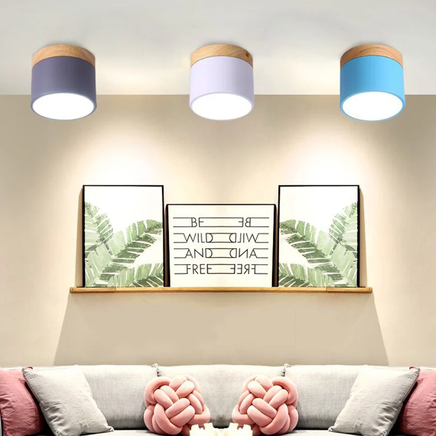 

LED 9W Macaron Iron Wooden Surface Mount LED Downlight Kitchen Bedroom Aisle Corridor
