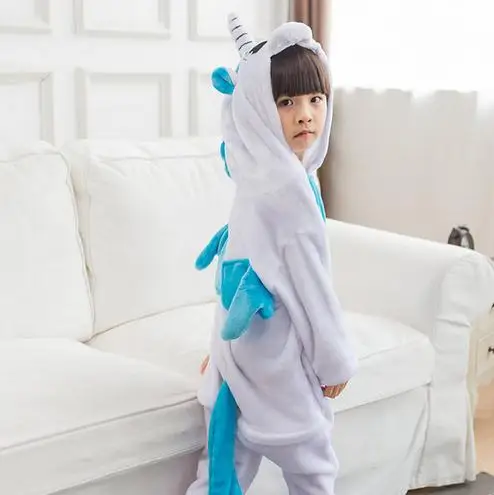 Blue Unicorn Детские пижамы в виде животных; комбинезон для детей; костюм летучей мыши; одеяло Кигуруми для маленьких мальчиков и девочек; Пижама для сна; Пижама для подростков; одежда для сна; комбинезон - Цвет: Blue Unicorn