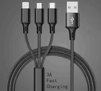 3 in 1 micro usb cable for iphone 12 xiaomi mi 3a fast charging data wire cord charger usb type c and android phone cable 1 2m