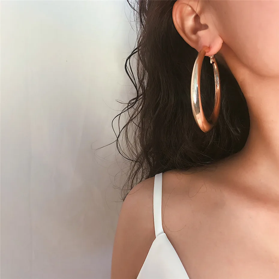 Ingemark Punk Big Size Hoop Earrings Brincos Accessories Party Exaggerated Gold Color Copper Round Circle Earrings Women Jewelry