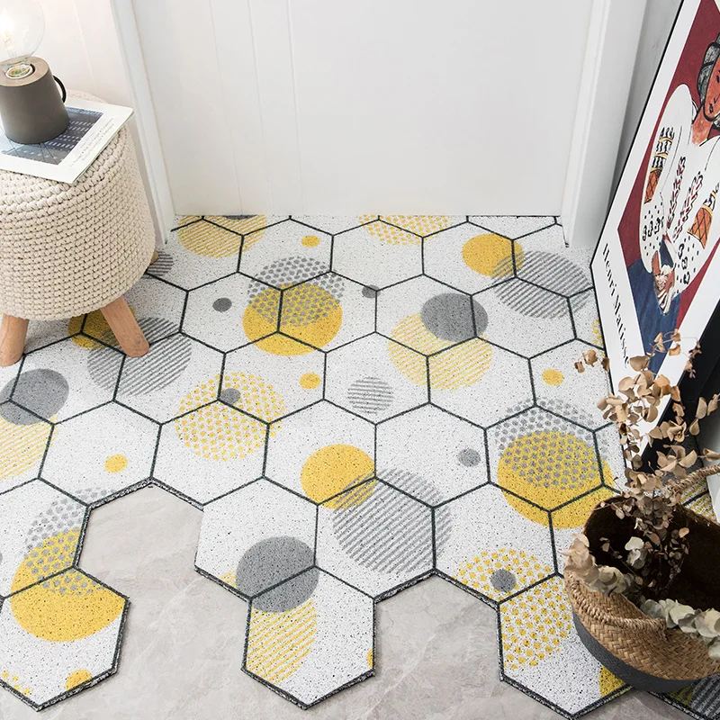 Durable Door Mat Carpet Diamond Plaid Hexagon Pattern Large Floor Mats Anti-slip Easy Clean Washable Entryway | Дом и сад