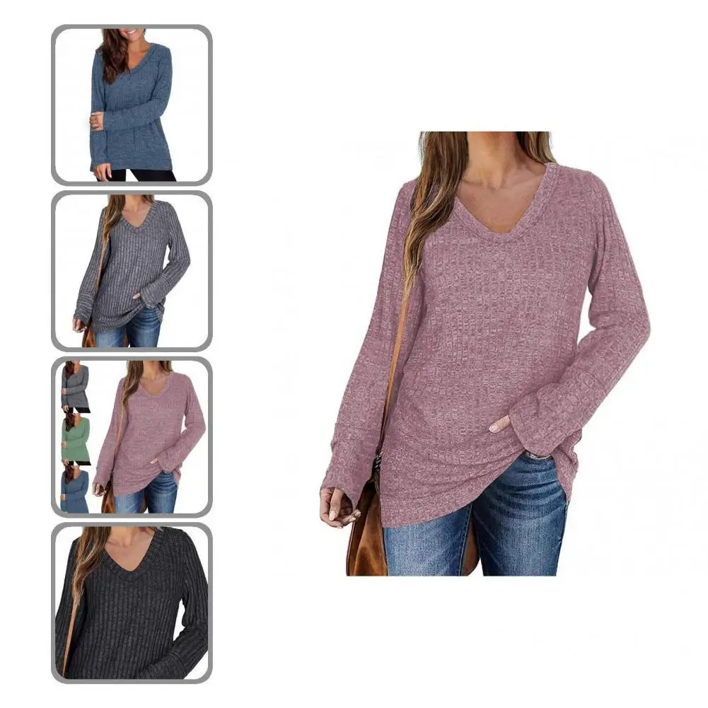 

All-Match Soft Texture Solid Color Knitted Casual Blouse Streetwear