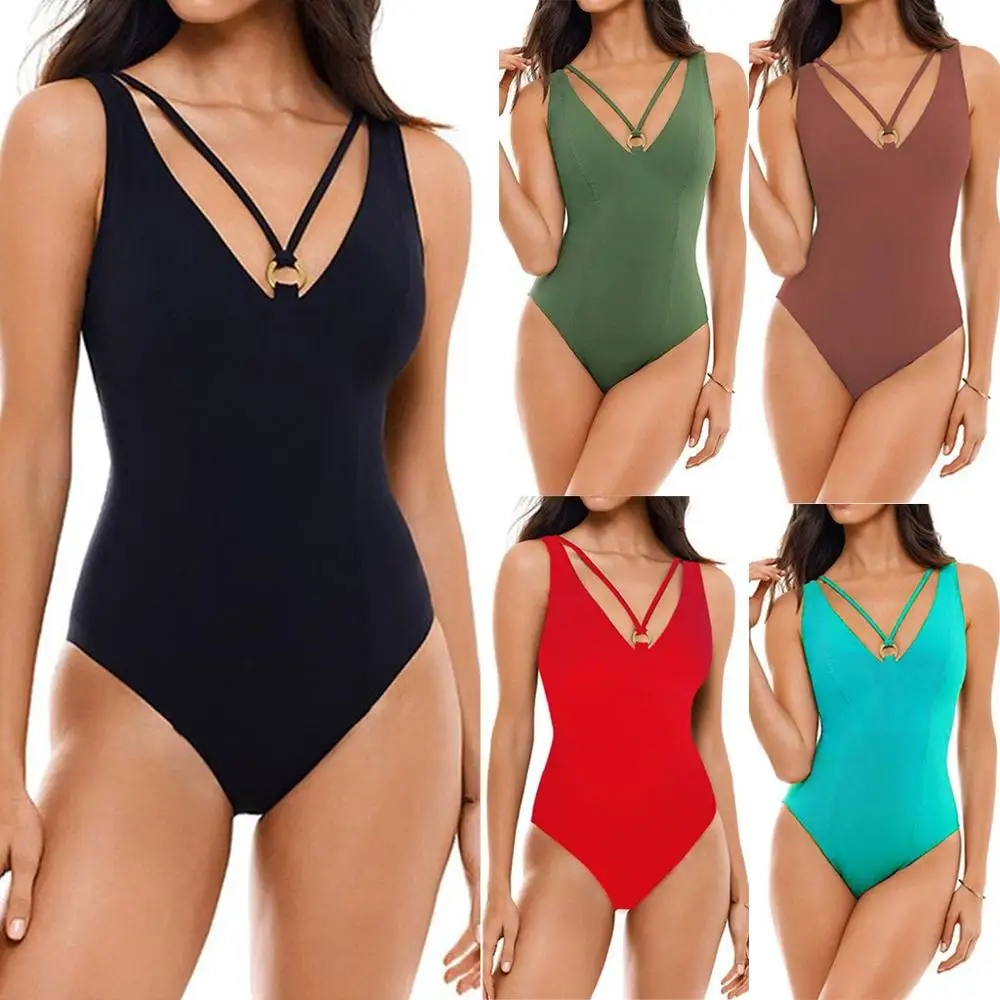 Женский купальник с открытой спиной цельная Повседневная летняя одежда сплошной