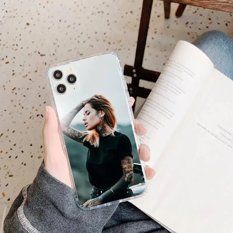 

Sexy Sleeve Tattoo Girl Phone Case Transparent for iPhone 11 12 mini pro XS MAX 8 7 6 6S Plus X 5S SE 2020 XR