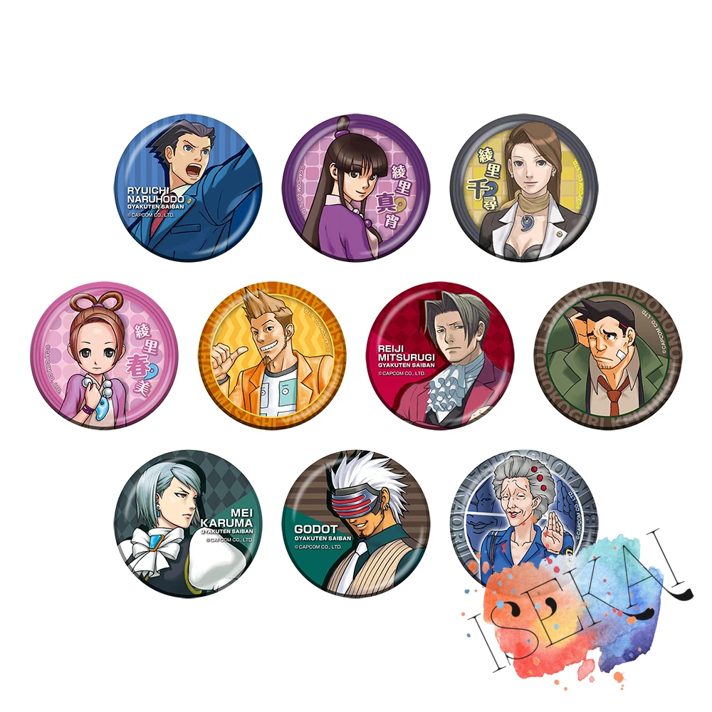 Металлическая брошь Gyakuten Saiban игровой значок года Эйс прокурора Феникса Райта