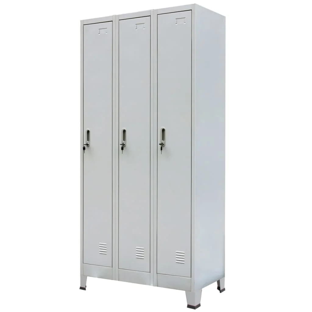 

Locker Cabinet with 3 Compartments Steel 35.4"x17.7"x70.9" Gray
