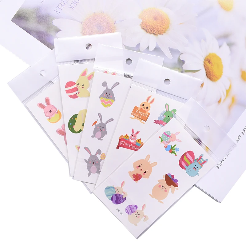 Наклейки временные с пасхальными яйцами Кролик пасхальное праздничное
