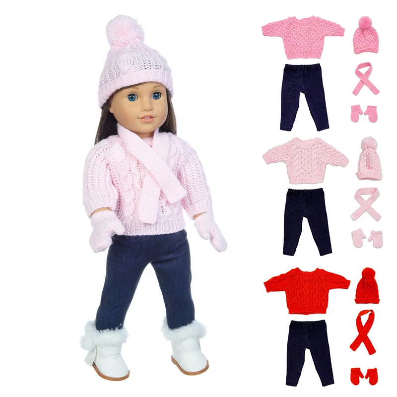 

18inch American Doll Sweater Jeans With Hat and Scarf and Gloves