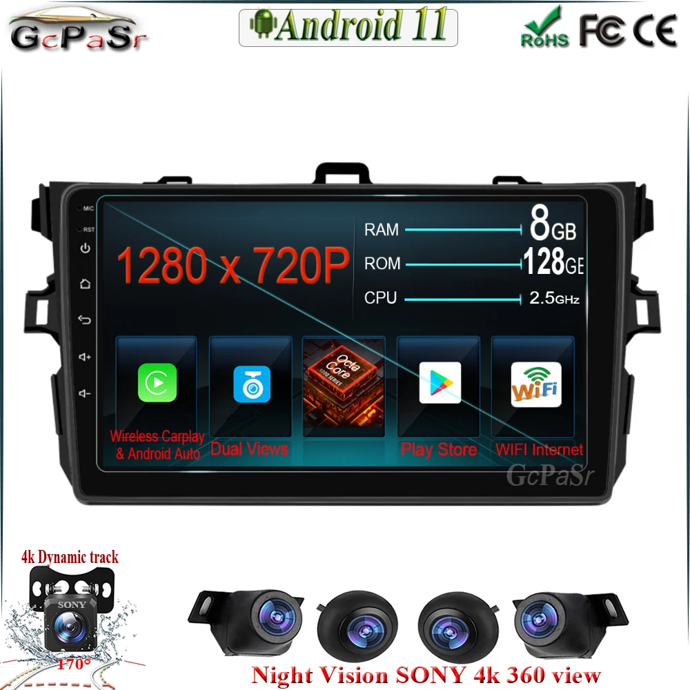 

9'' Android 11 For Toyota Corolla E140 E150 2007 - 2016 2 DIN Car Radio Autoradio Multimedia Player Nevigation GPS Stero Monitor