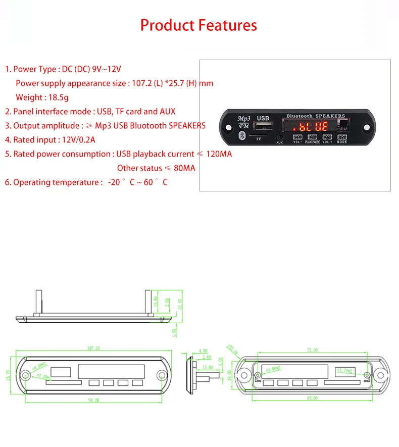 Автомобильный fm-радио MP3 декодер плата усилительная плата Bluetooth 15Wx2 Bluetooth 5,0 приемник WAV APE FLAC аудио декодирование USB TF FM AUX