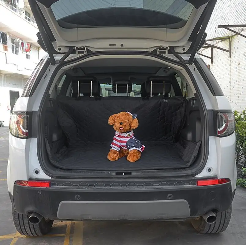 売る 1PC 車防水トランクマット犬ペット貨物ライナーカバーノンスリップ車のトランクプロテクターバックシートカバーポケット車のペットの障壁