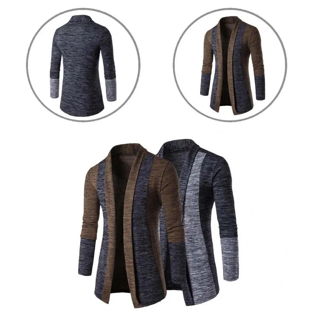 

Great Contrast Colors Long Sleeve Sweater Coat Men Sweater Coat All Match Cardigan