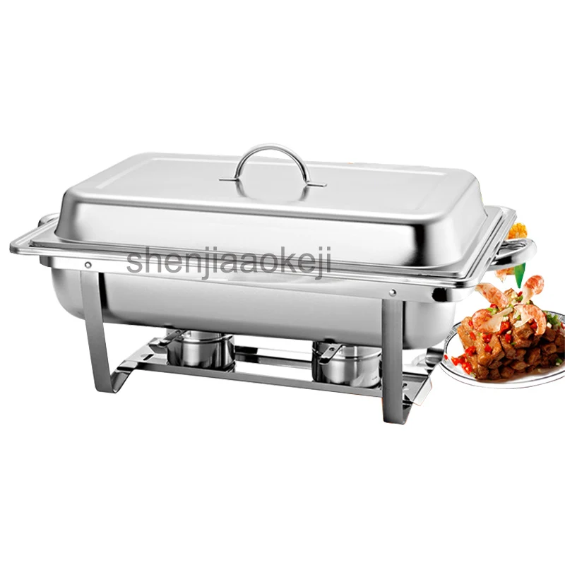 

Stainless steel square self-service stove, commercial 9L rectangular hot pot set, with folding or fixing frame 1pc
