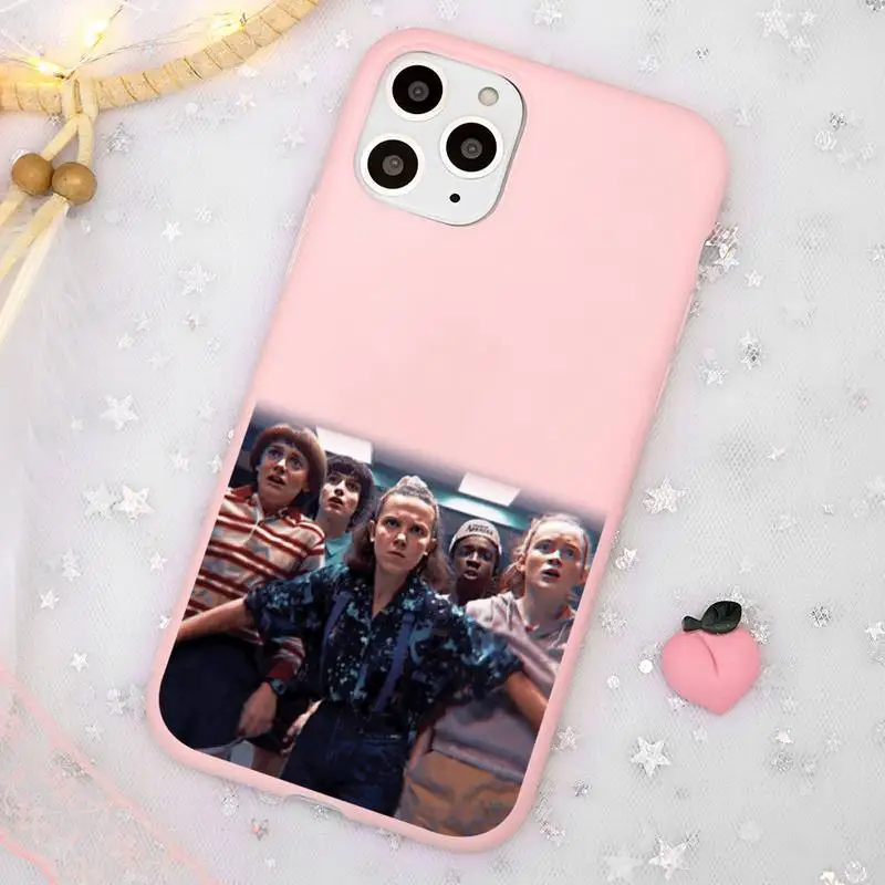 

cosas gratis Stranger things Phone Case Candy Color Pink for iPhone 11 pro XS MAX 8 7 6 6S Plus X 5S SE 2020 XR