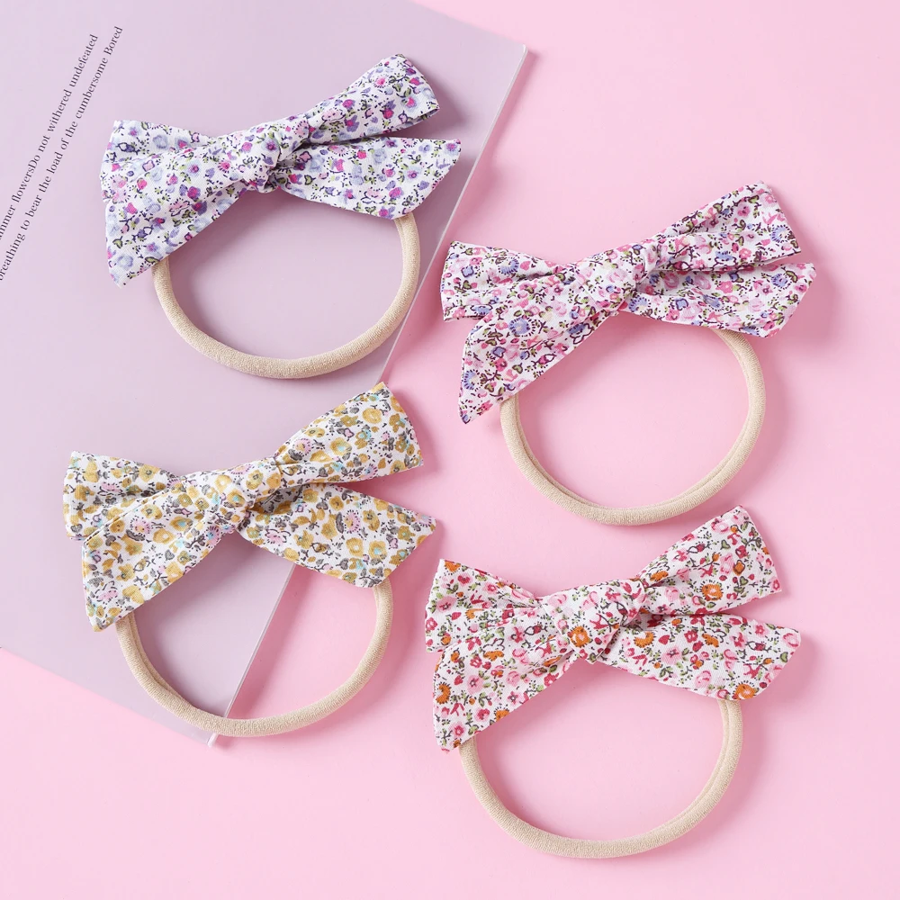 

Hair Bows Baby Girls Headband On The Head Nylon Headbands For Girl Fashion Print Floral Bowknot Children Headdress Kids Headwear