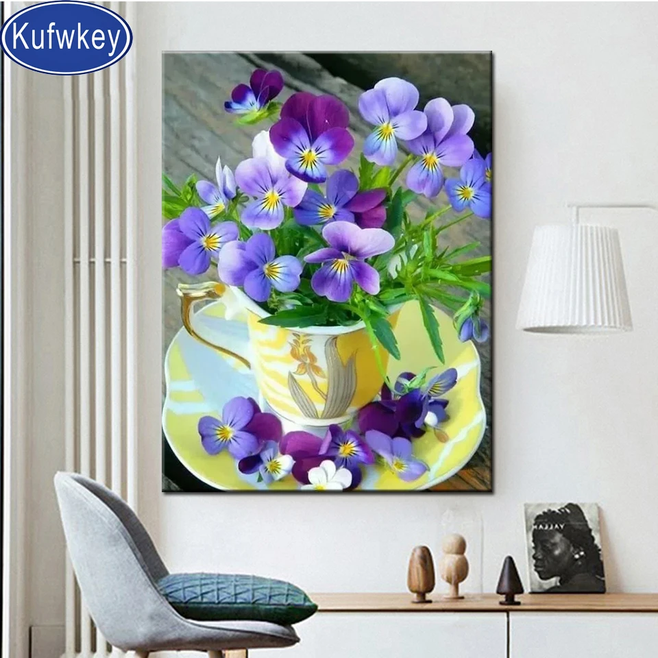 Алмазная 5d картина сделай сам с полным заполнением фиолетовая бабочка Орхидея 100%