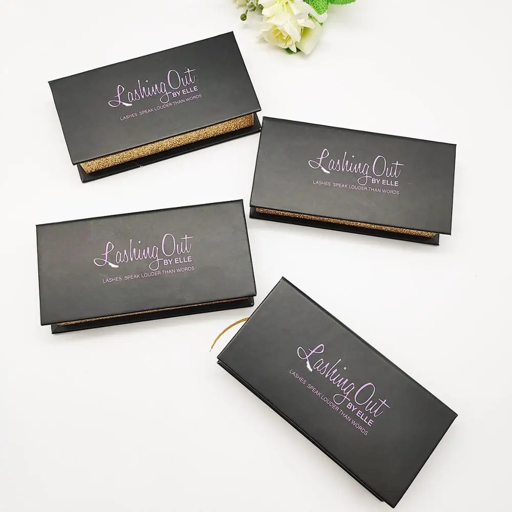 

Make Your Own Brand Logo Mink Lash Packaging Box Custom Rectangular Eyelash Case Luxury Glitter Inside Box 100pcs Custom