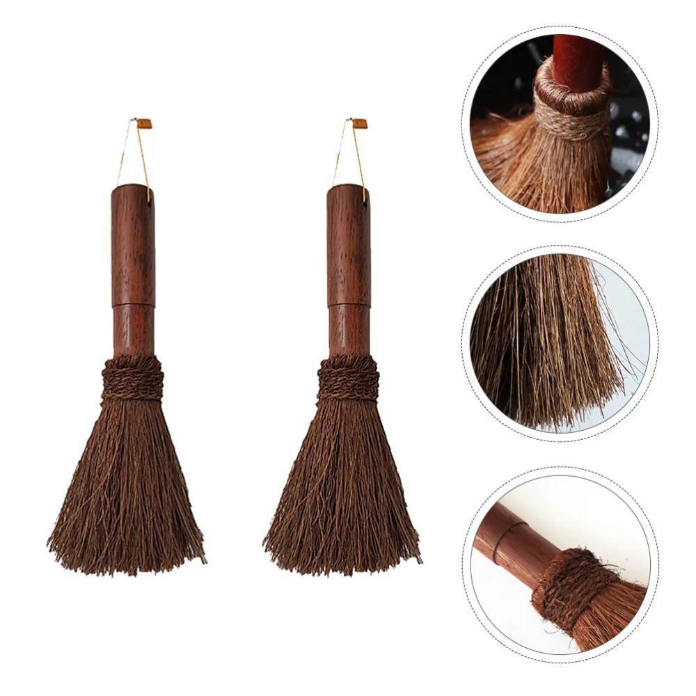 

1PC Wood Handle Coconut Fiber Pot Brush Heat Resistance Pot Washing Brush 24CM