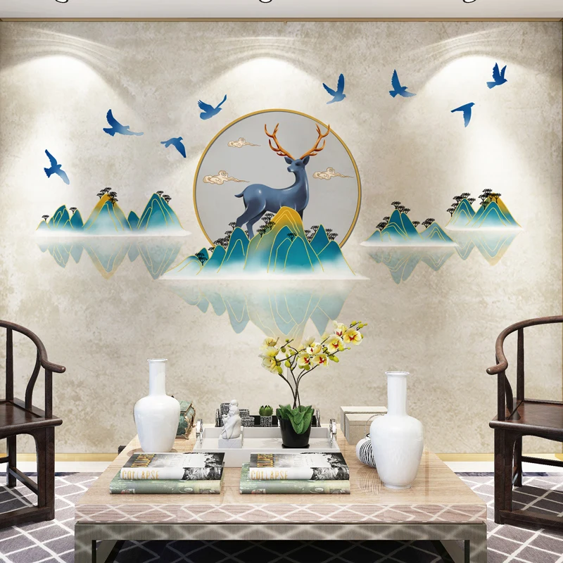 

2022 New Deer Wall Stickers Bedroom Living Room TV Wall Decoartion Nordic Style Wallsticker Teenager Room Decor Aesthetic Poster