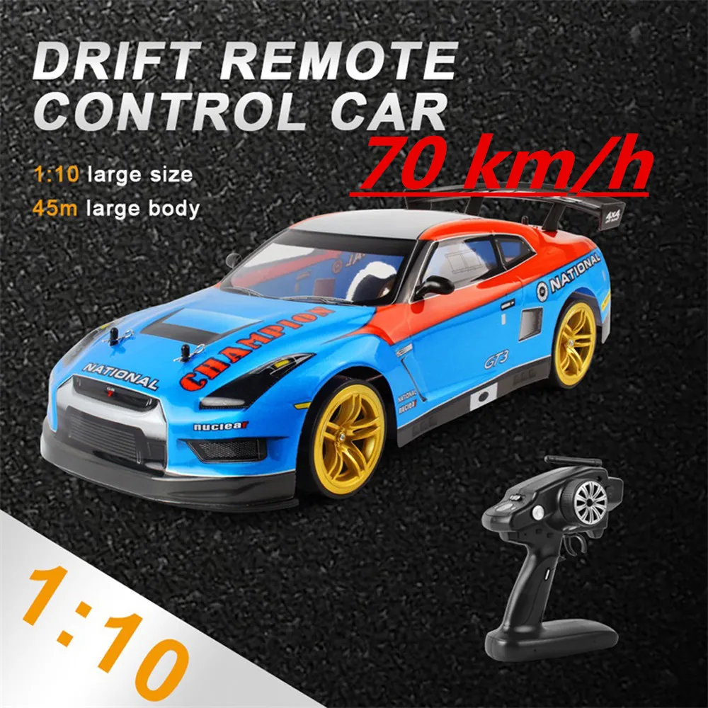 

Гоночный автомобиль 70 км/ч высокая скорость 1:10 2,4G RC Дрифт синие желтые интерактивные игрушки для детей электрический автомобиль подарок на ...