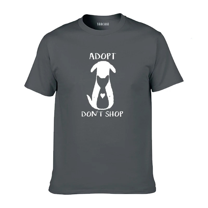 

TARCHIA Men T-Shirts ADOPT DON'T SHOP Short Sleeve Tee Plus Size Hot Sale Print Tshirt Homme Fitness Tops Summer Style T-shirts