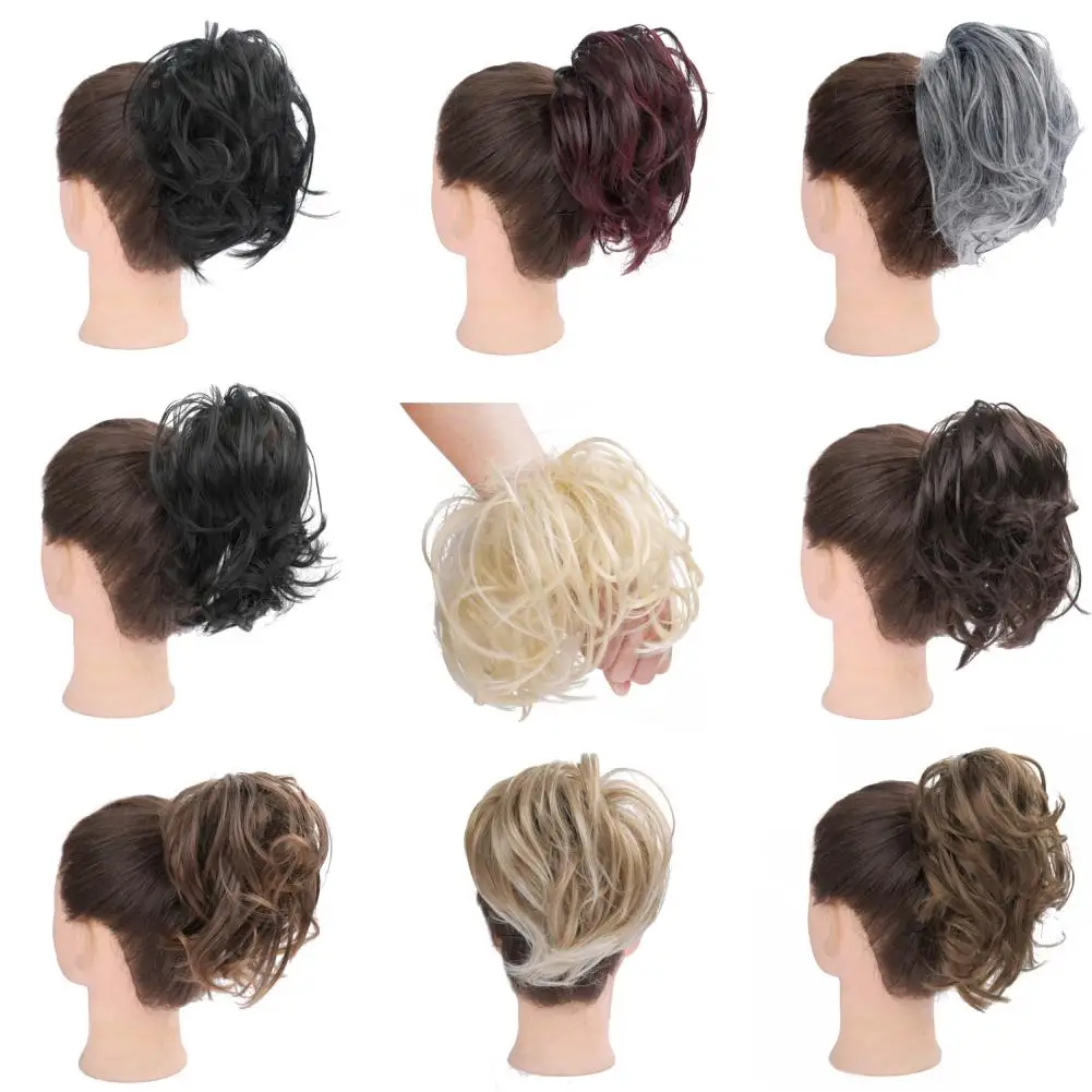 Искусственные волосы в пучок кудрявые шиньоны для женщин эластичные резинки