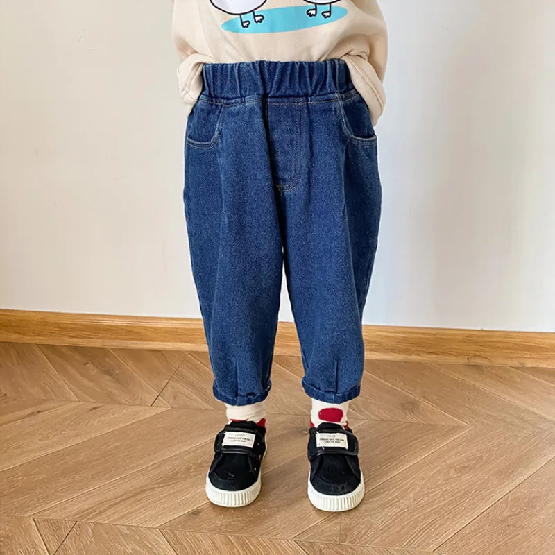 

Casual Blue Spring Autumn Jeans Pants Boys Girls Children Kids Trousers Clothing Teenagers Thicken High Quality